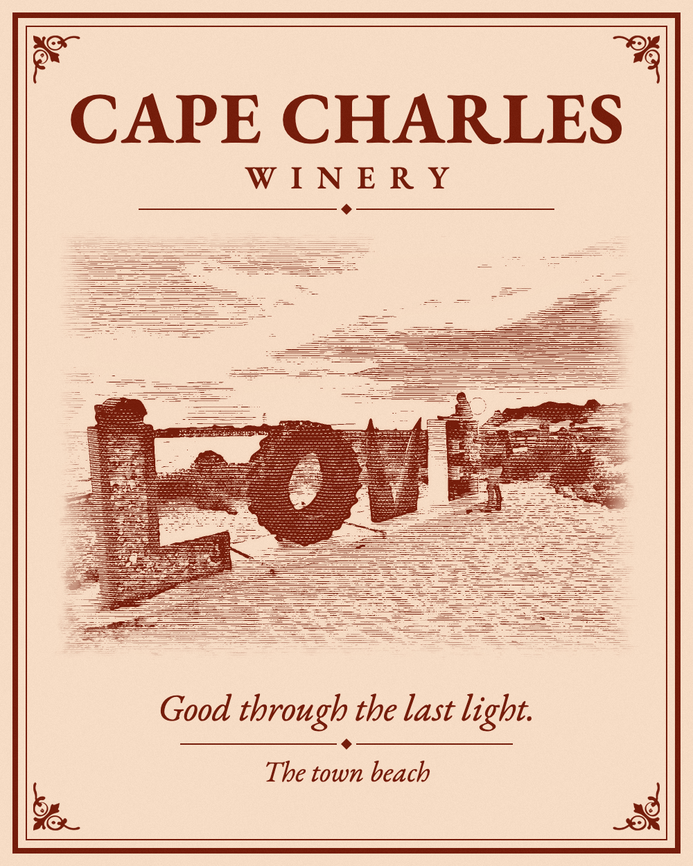 Competition entry: The town beach, engraved in oxblood